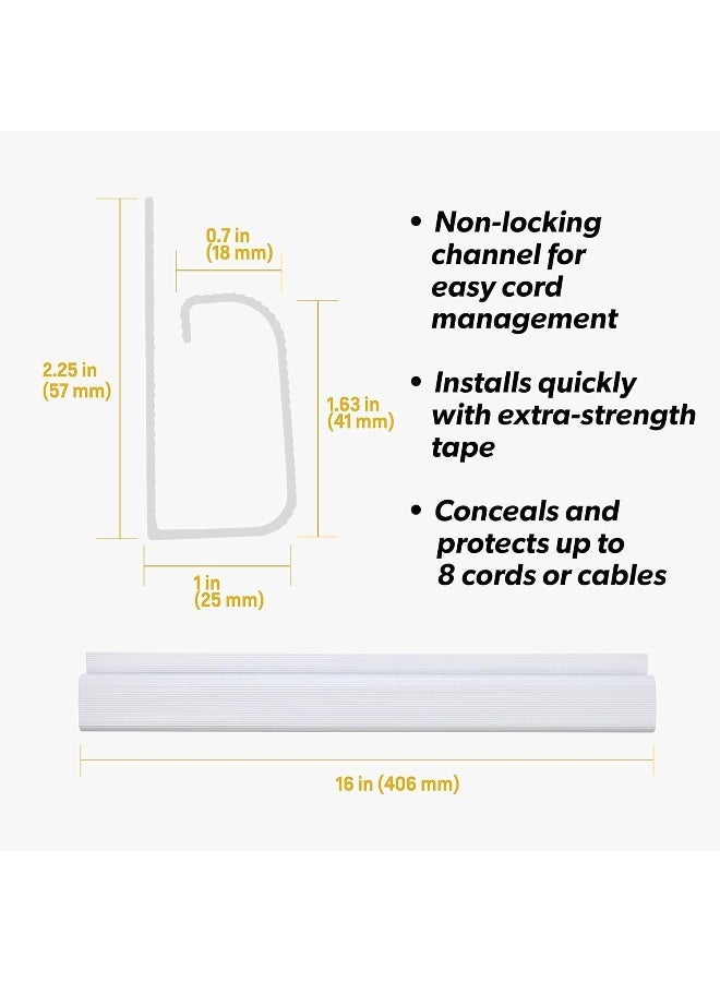SimpleCord J Channel Cable Management - 5-Pack 16-Inch Wire Organizers for Cords - Cord Hider Kit for Desk, Office, and Kitchen Use by Simple Cord (White) - Image 3